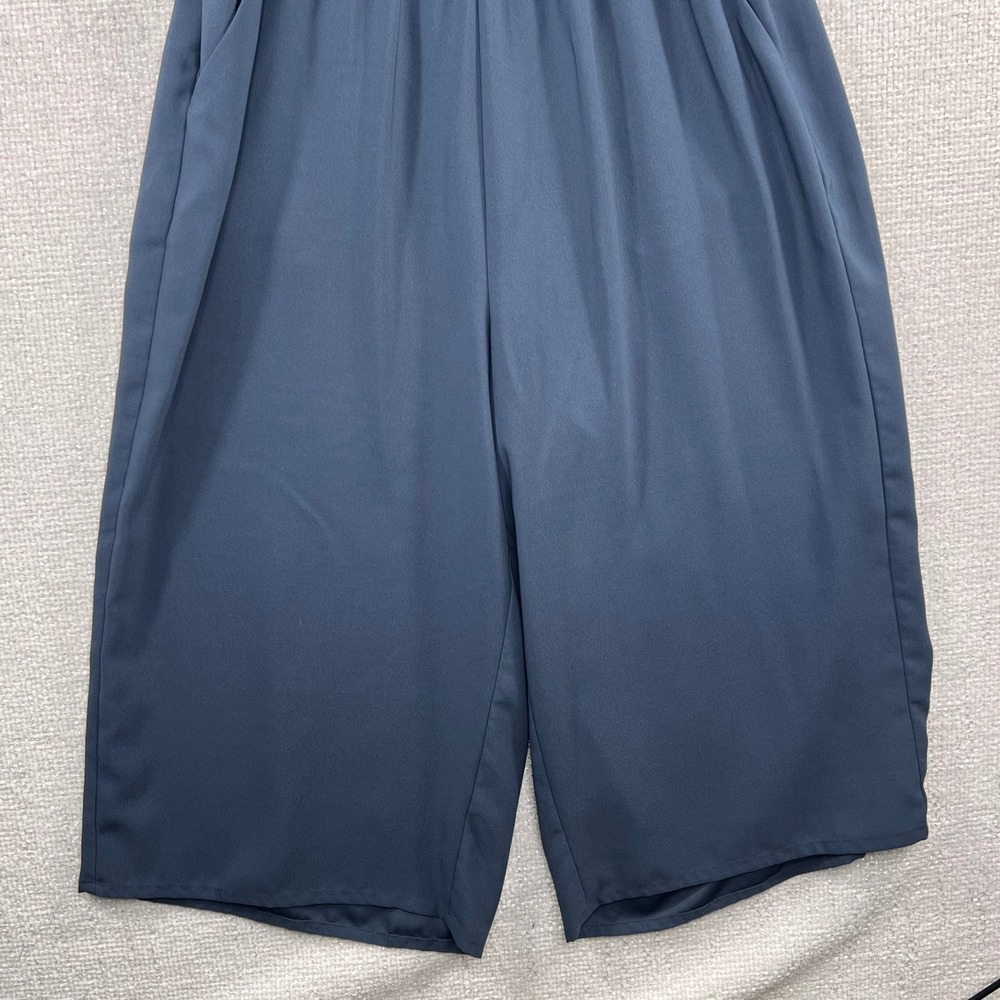 LOFT Outlet‎ Navy Blue Flutter Sleeve Wide Leg Cropped Jumpsuit 10P Petite - Picture 4 of 9
